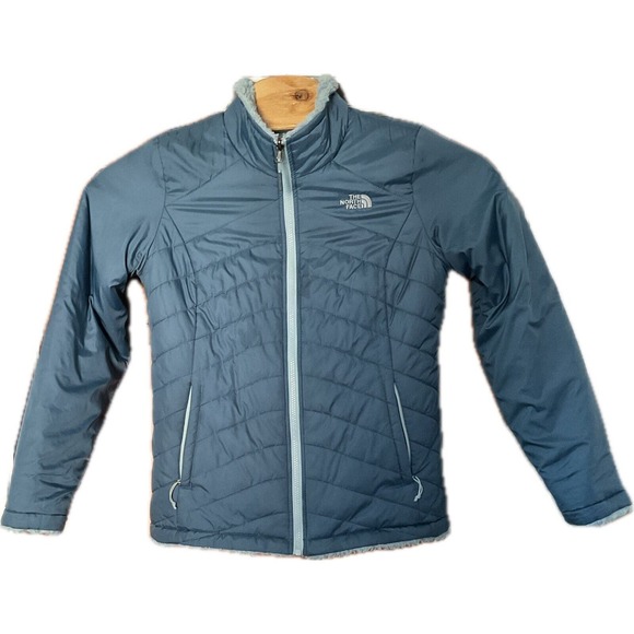 North Face Reversible Fleece Jacket Womens Medium Blue Full Zip Sherpa Fleece - Picture 3 of 6